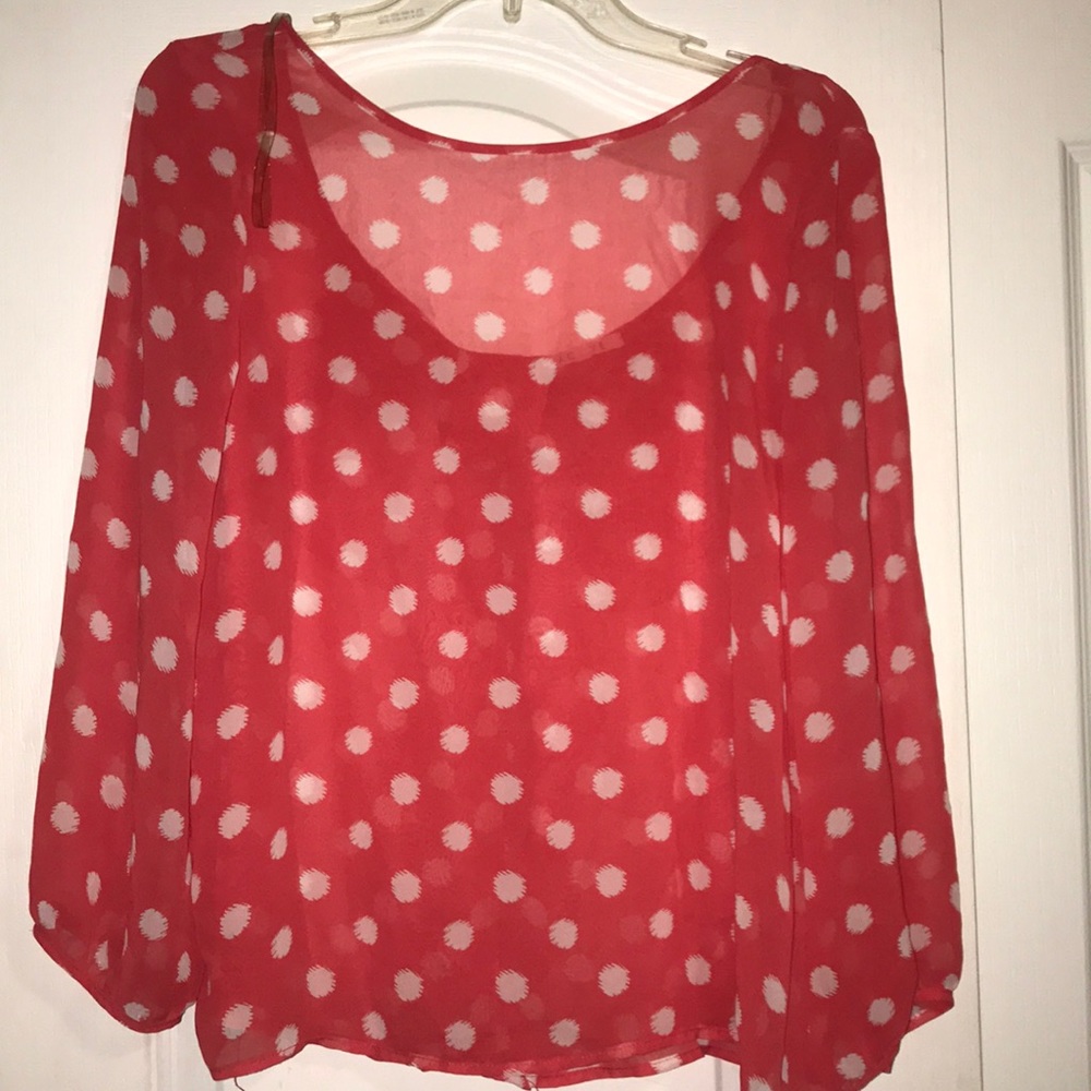 Flowy sheer polka dot blouse!